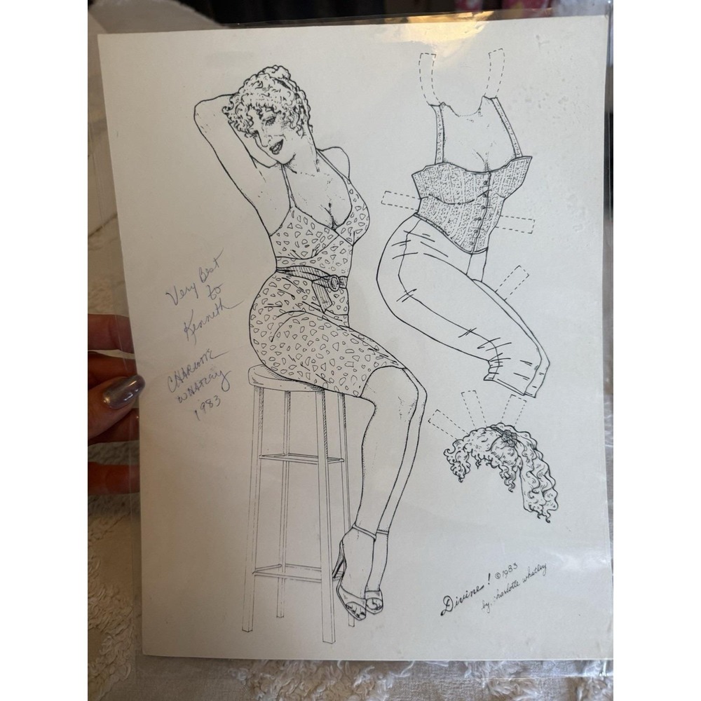 1983 Bette Milder INSPIRED Divine Paper Doll‎ Art Signed By Charlotte Whatley